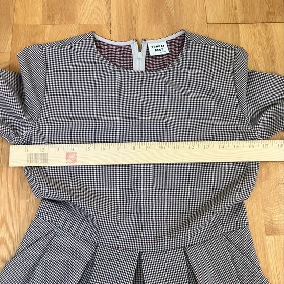 Aritzia Sunday Best Tartine mini houndstooth long sleeve dress - Picture 8 of 12